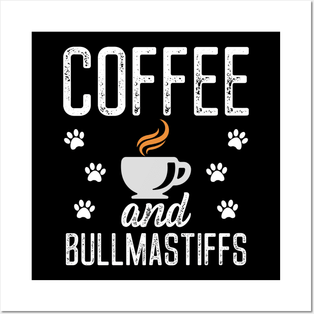 Bullmastiff Gift Coffee and Bullmastiffs Design Paw Prints Wall Art by InnerMagic